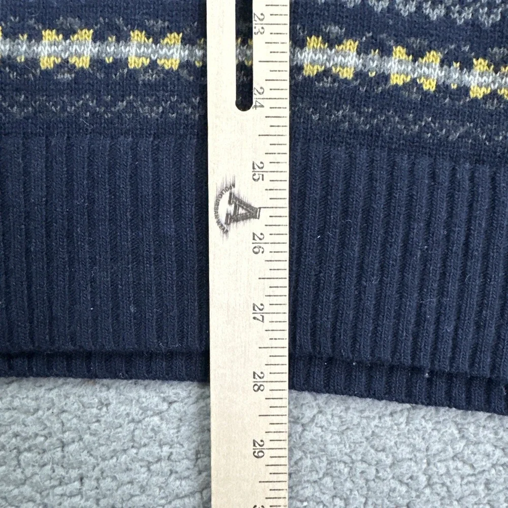 Banana Republic Sweater Men Medium Blue Fair Isle Striped Italian Yarn Wool